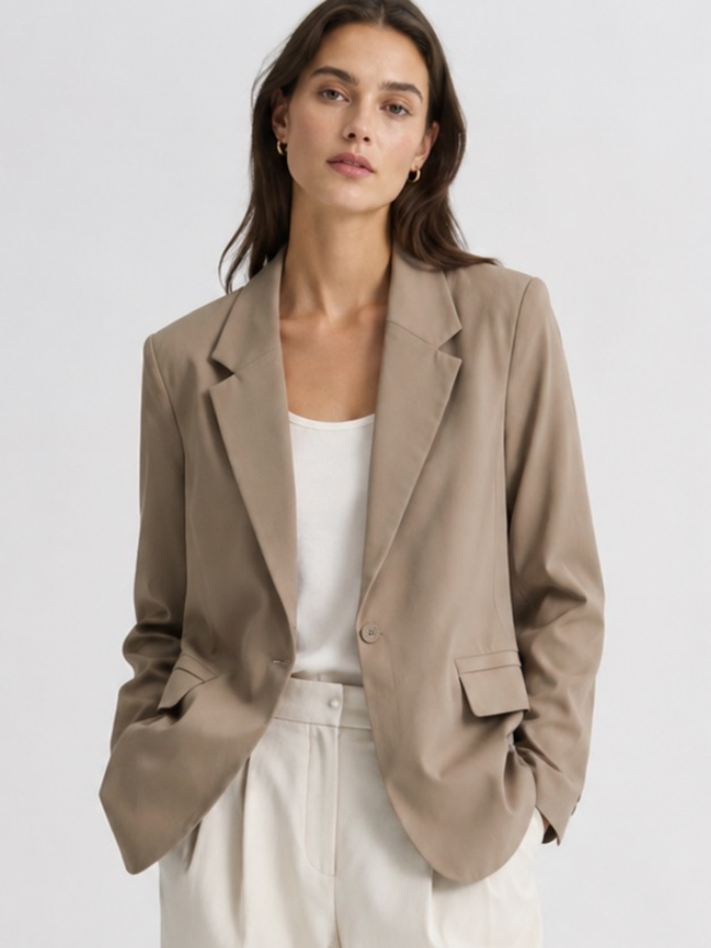 New Rhone Commuter Boyfriend Blazer Jacket in Taupe Brown